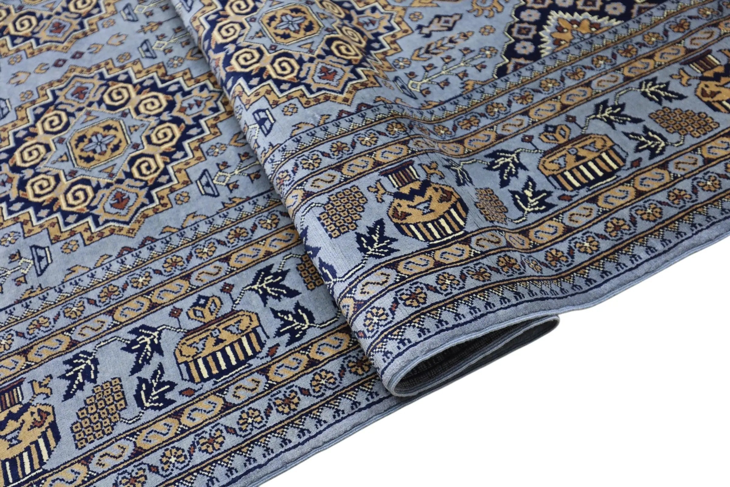 Hand-Knotted Zerkhaki Afghan Wool Area Rug – 6'11" x 10'3" | Elegant Grey-Toned Design Rugistan