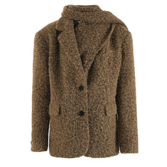 Wool jacket with removable scarf collar