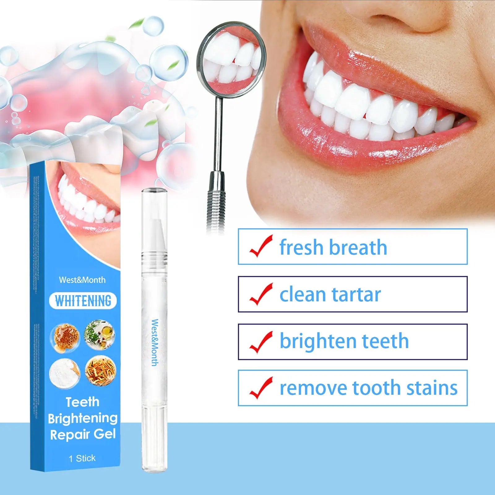 West&Month Teeth Whitening Pen | Gentle & Natural Clean Look Family Shopolf