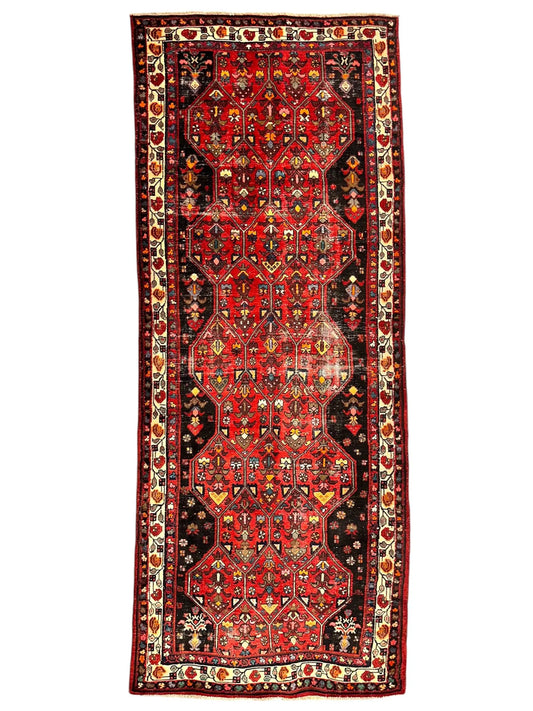 Vintage Persian Hosseinabad Runner Rug - 4’2” x 10’5” - Handwoven Wool, Circa 1950s Rugistan