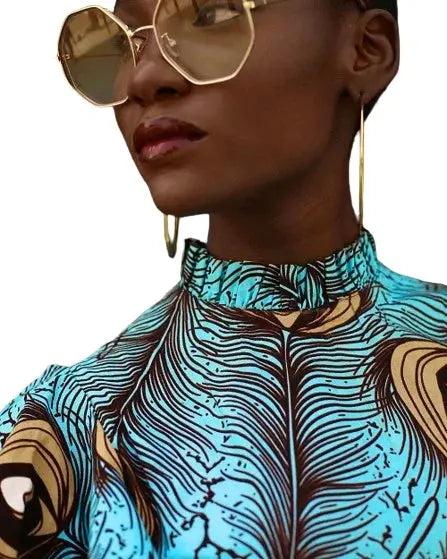 ONDO Blue Peacock Dress | Elegant Cotton Comfort