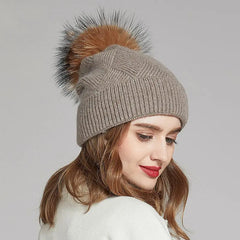 Woolen Women's Hat with a Pompon Family Shopolf