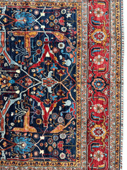 Hand-Knotted Afghani Bidjar Wool Rug – 9’x12’ – Intricate Geometric & Floral Motifs Rugistan