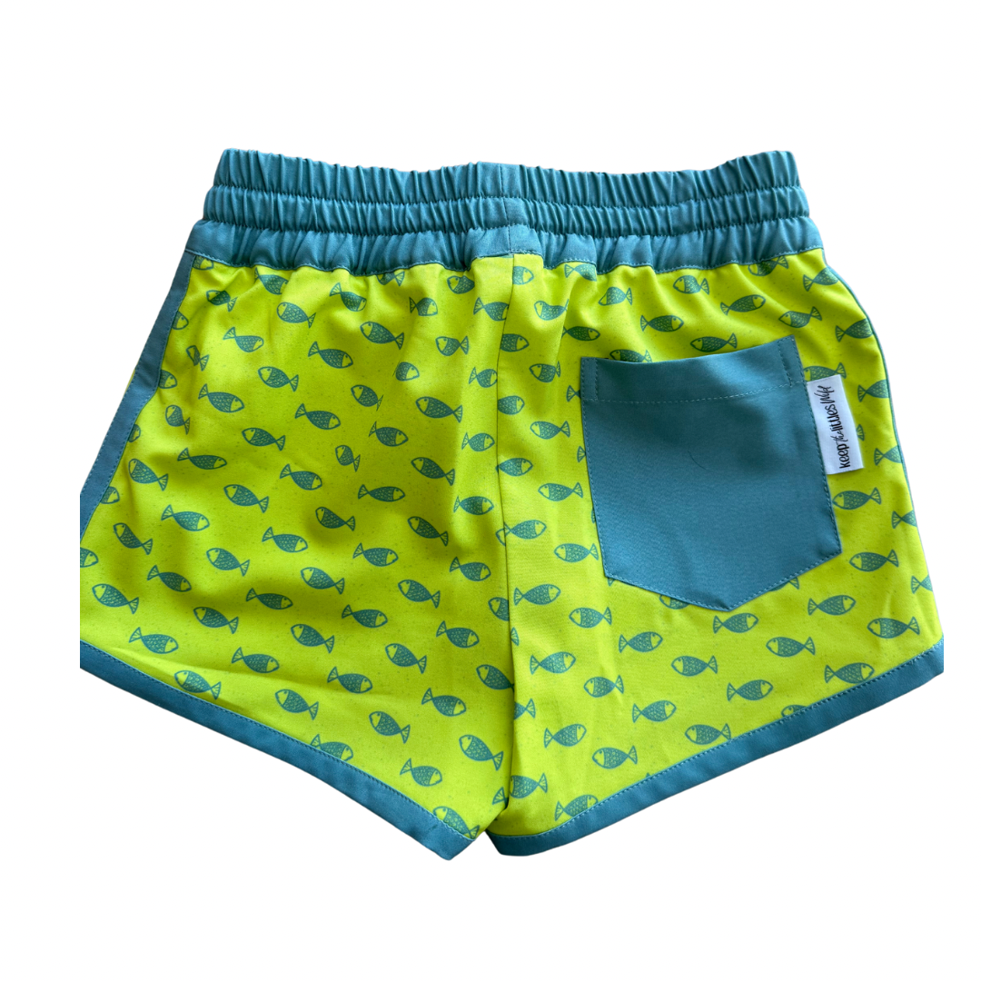 neon fish hybrid shorts Keep the Littles Wild