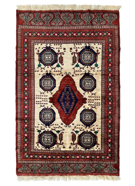 Hand-Knotted Afghani Kazak Wool Rug - 4'8" x 7'2" Rugistan