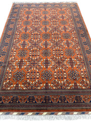 Hand-Knotted Afghani Bukharayi Rug | 6'7" x 10' Wool Area Carpet – Traditional Geometric Design Rugistan