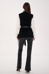 Genuine Mink Fur Leather Trim Wool Vest Alaska® Outerwear Company