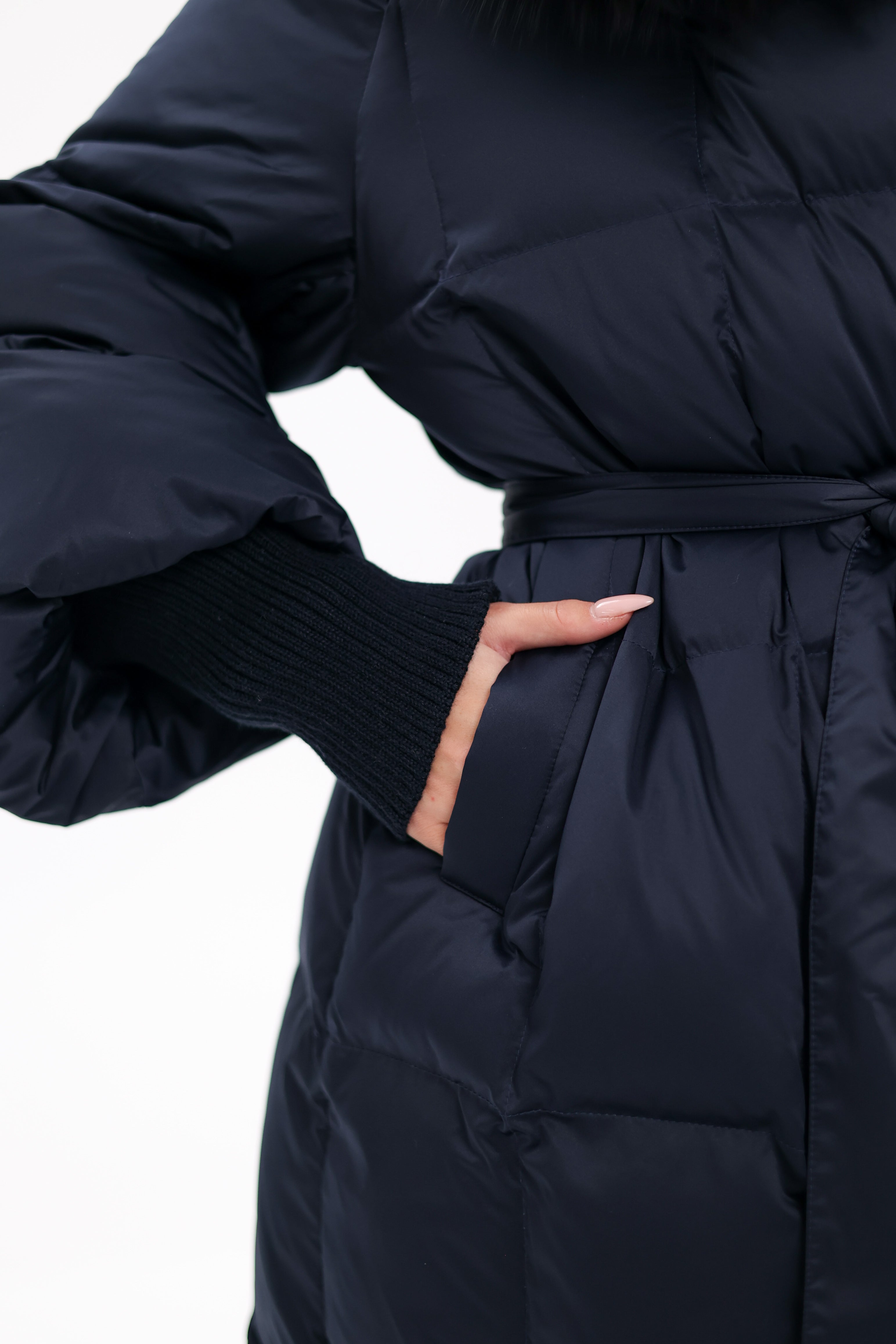 Genuine Fox Fur Trim Down Coat in Royal Blue Alaska® Outerwear Company