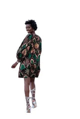 KATSINA Green Brown | Cotton Dress with a Stylish Twist