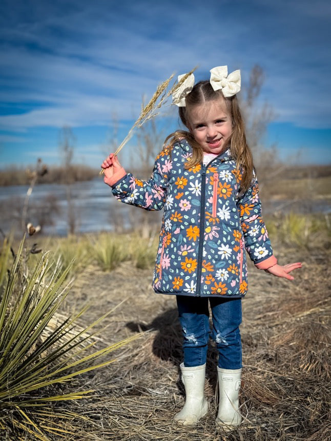 Preorder: Flowers Lightweight Puffy Jacket - Kids Outdoor Adventure Wear Keep the Littles Wild
