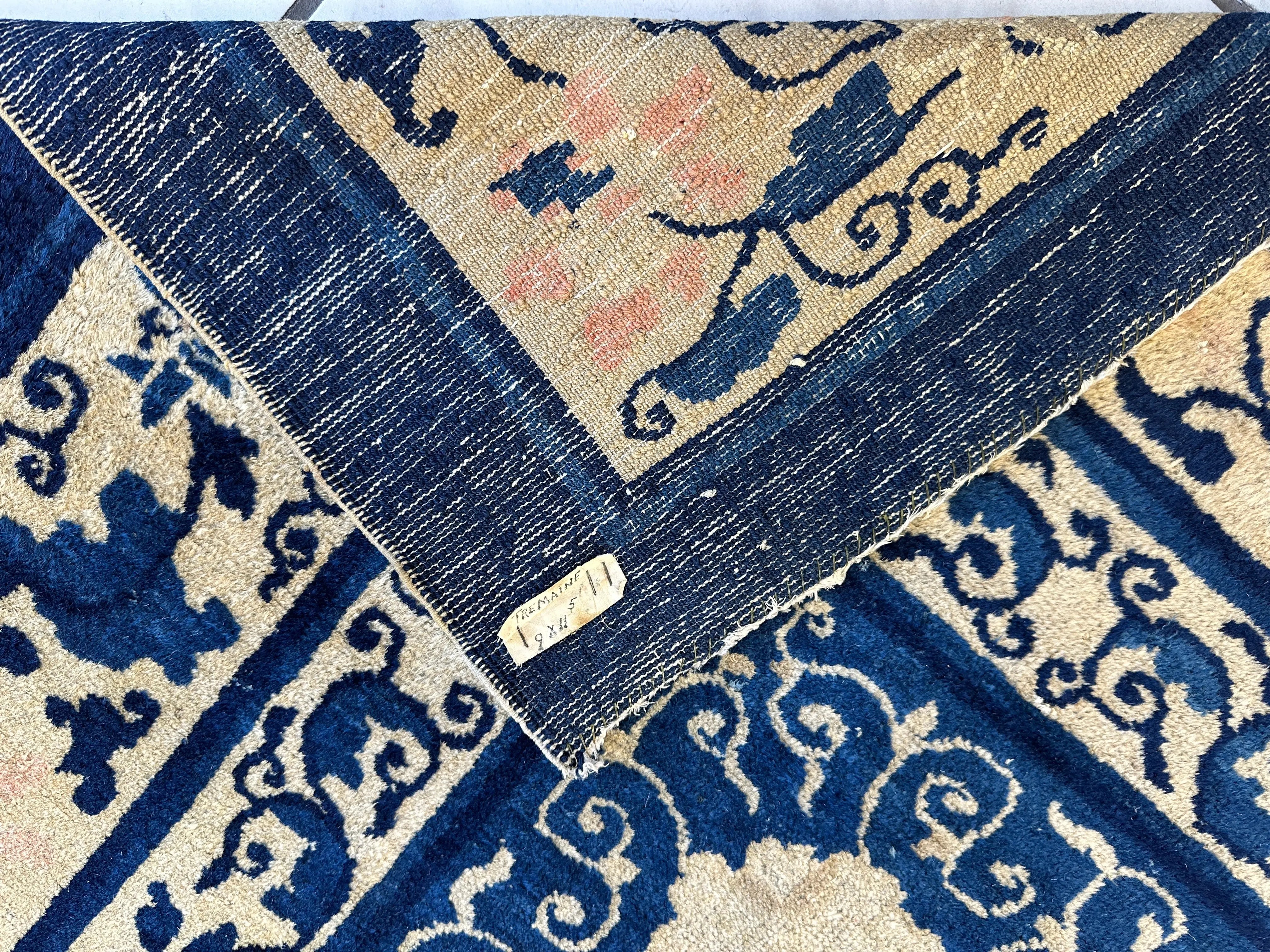 Hand-Knotted Antique Chinese Peking Wool Rug – 9’ x 11’5” – Distressed Blue, 19th Century Rugistan