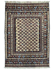 Hand-Woven Afghani Maliki Soumak Wool Kilim Rug - 4'2" x 6' Rugistan