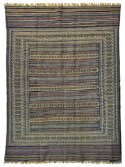 Hand-Woven Afghani Maliki Wool Kilim Rug - 4'5" x 6' Rugistan