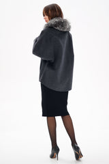 Genuine Silver Fox Fur Virgin Wool Coat Alaska® Outerwear Company