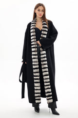 Genuine French Orylag Fur Italian Cashmere Wool Coat