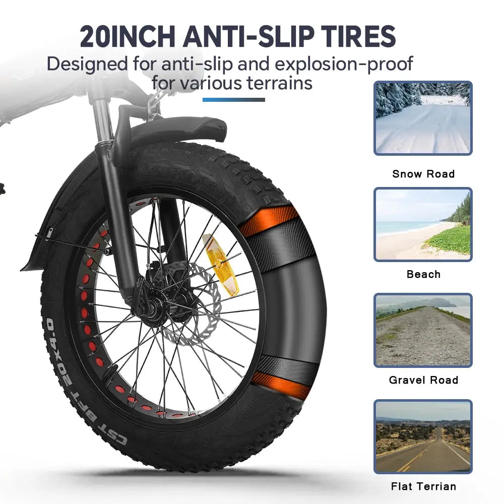 At20 Eletric Fat Bike 10AH/15AH/20AH 48V 750W Up To 45km/h