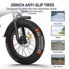 At20 Eletric Fat Bike 10AH/15AH/20AH 48V 750W Up To 45km/h