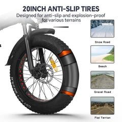 At20 Eletric Fat Bike 10AH/15AH/20AH 48V 750W Up To 45km/h