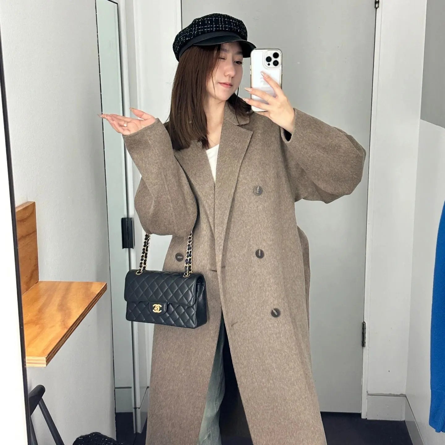 Women's Wool-Blend Belted Cotton Coat Family Shopolf