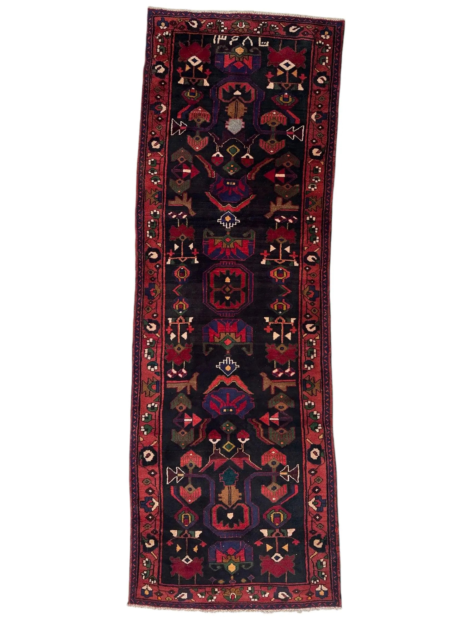Hand-Knotted Persian Hamadan Runner - 3'6" x 10' | Tribal Wool Rug Rugistan