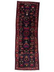 Hand-Knotted Persian Hamadan Runner - 3'6" x 10' | Tribal Wool Rug Rugistan