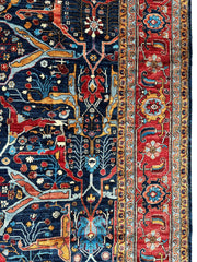 Hand-Knotted Afghani Bidjar Wool Rug – 9’x12’ – Intricate Geometric & Floral Motifs Rugistan