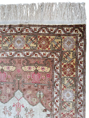 Luxurious Hand-Knotted Pure Silk Turkish Kayseri Rug – Intricate Floral & Geometric Design, 2’2” x 3’ Rugistan