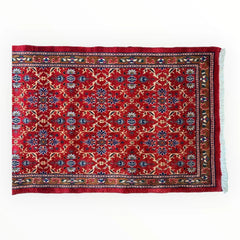 Vintage Mashhad Wool Runner – 3’3” x 8’4” – 1970s, Rich Red with Blue & Beige Accents Rugistan