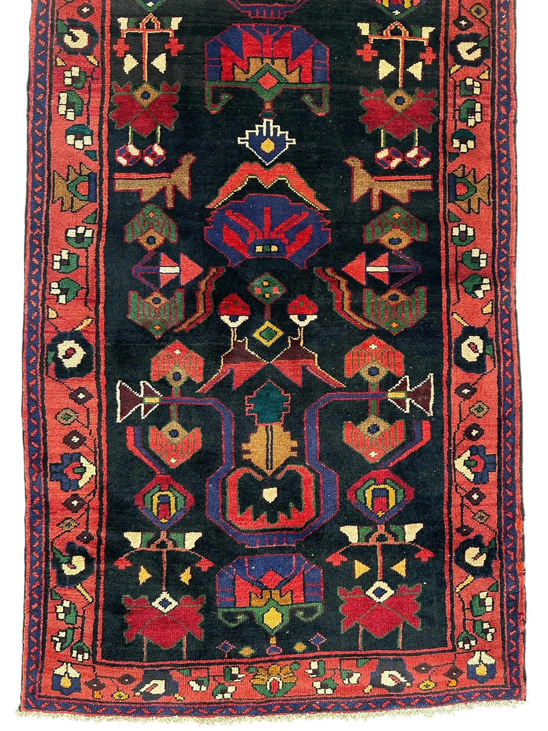 Hand-Knotted Persian Hamadan Runner - 3'6" x 10' | Tribal Wool Rug Rugistan