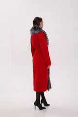 Genuine Silver Fox Virgin Wool Wrap Coat in Red Alaska® Outerwear Company