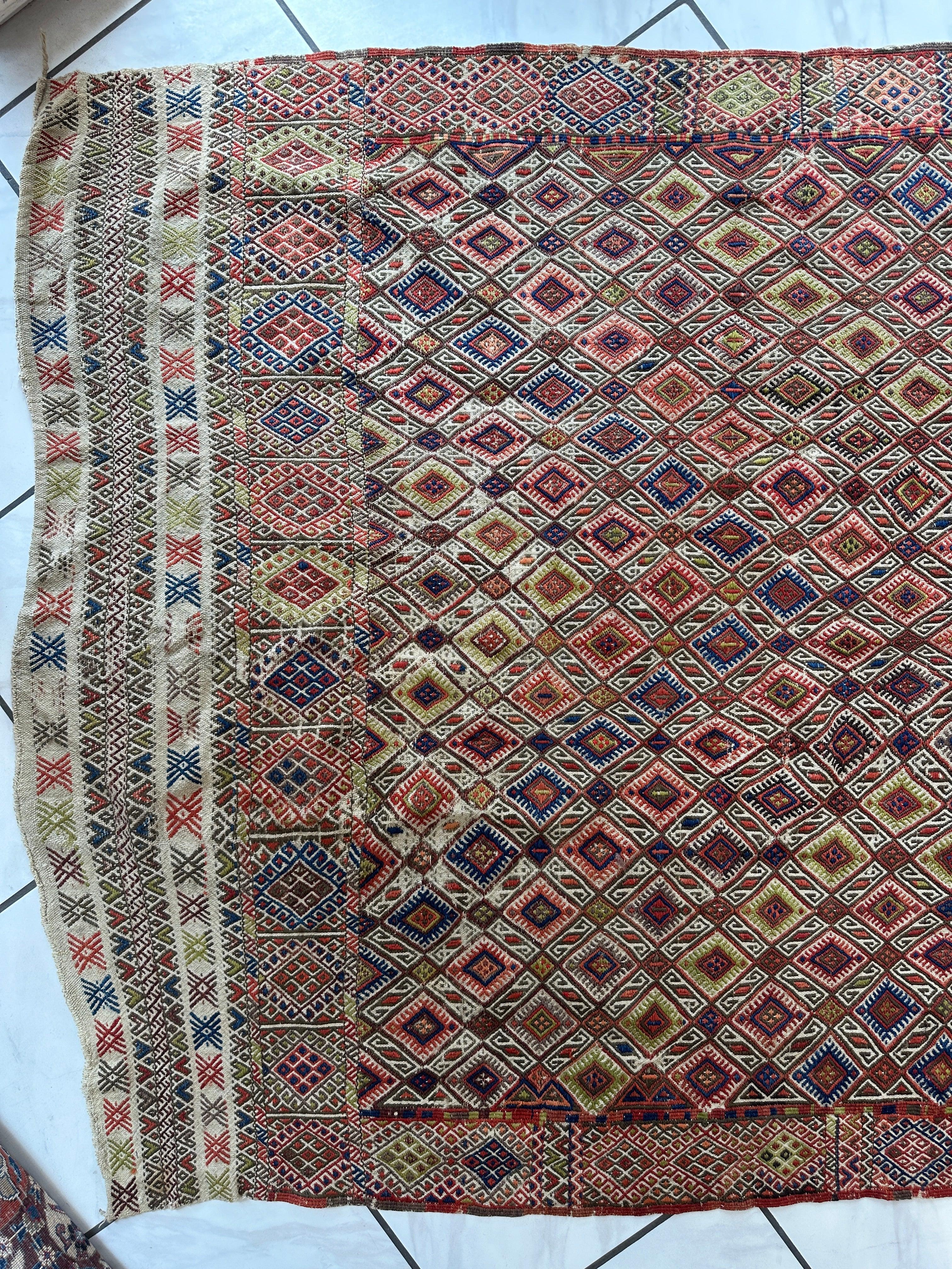 Antique Turkish Jajim Wool Rug 5’6” x 14’5” Rugistan