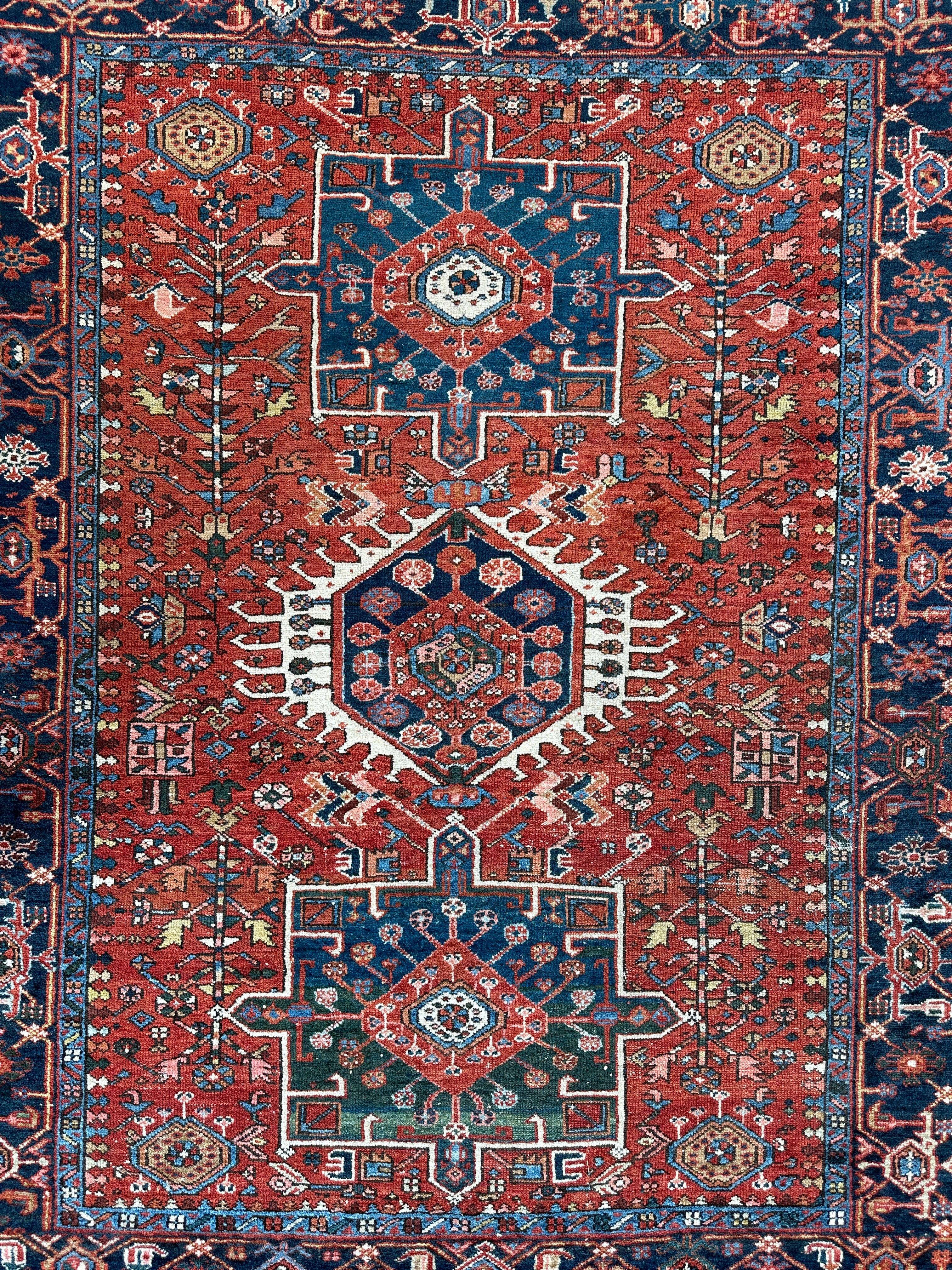KARAJA Persian Antique Heriz Rug 4'9" x 6' Rugistan