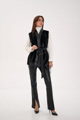 Genuine Mink Fur Leather Trim Wool Vest Alaska® Outerwear Company