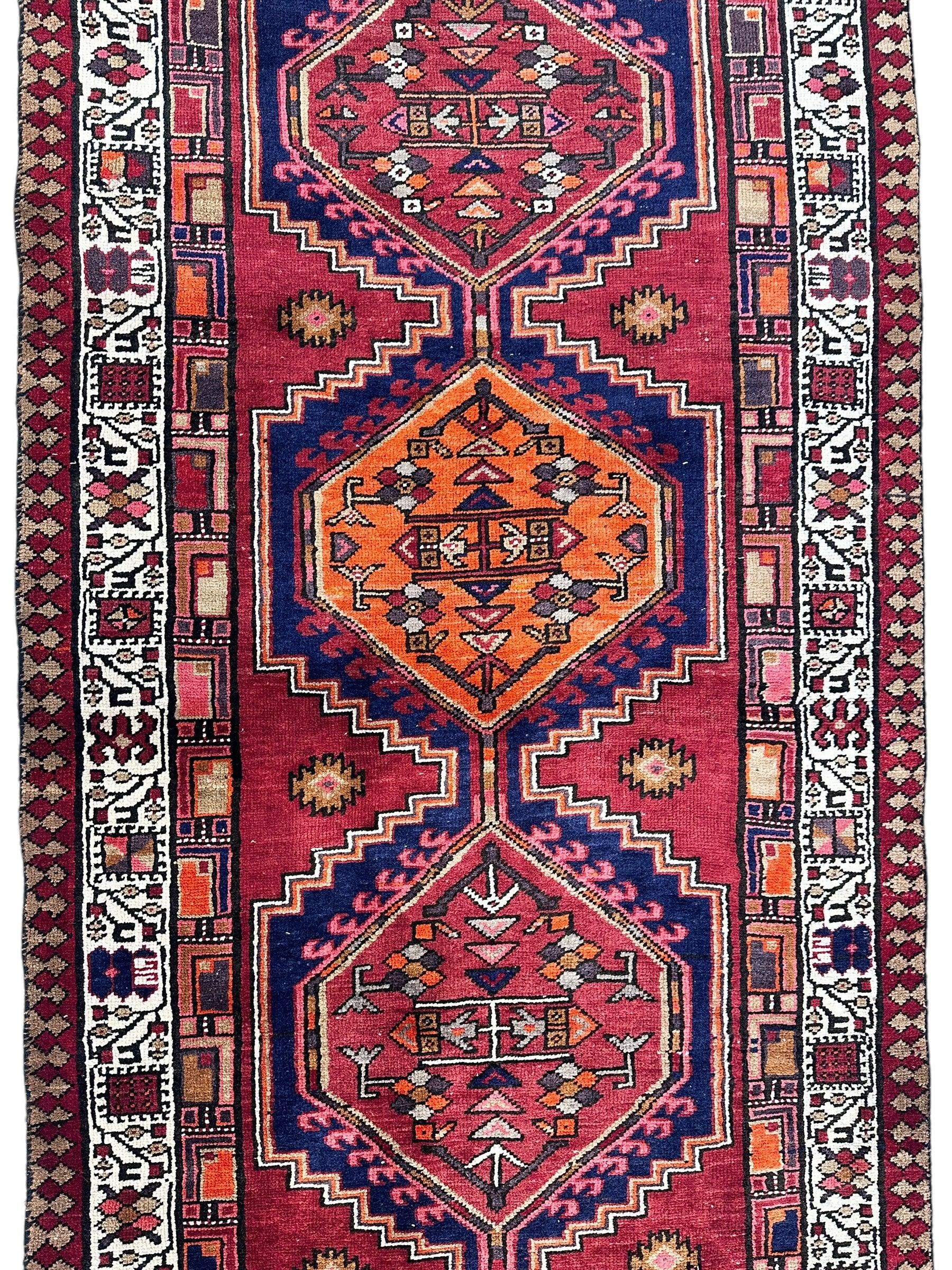 Vintage Persian Sarab Wool Runner Rug 3’4 x 10’7” Rugistan