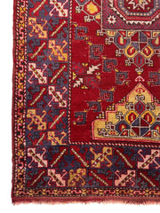 Dezgiri Anatolian Tribal Wool Rug – 5’x8’– Hand-Knotted Red Medallion Rug with Geometric Motifs Rugistan