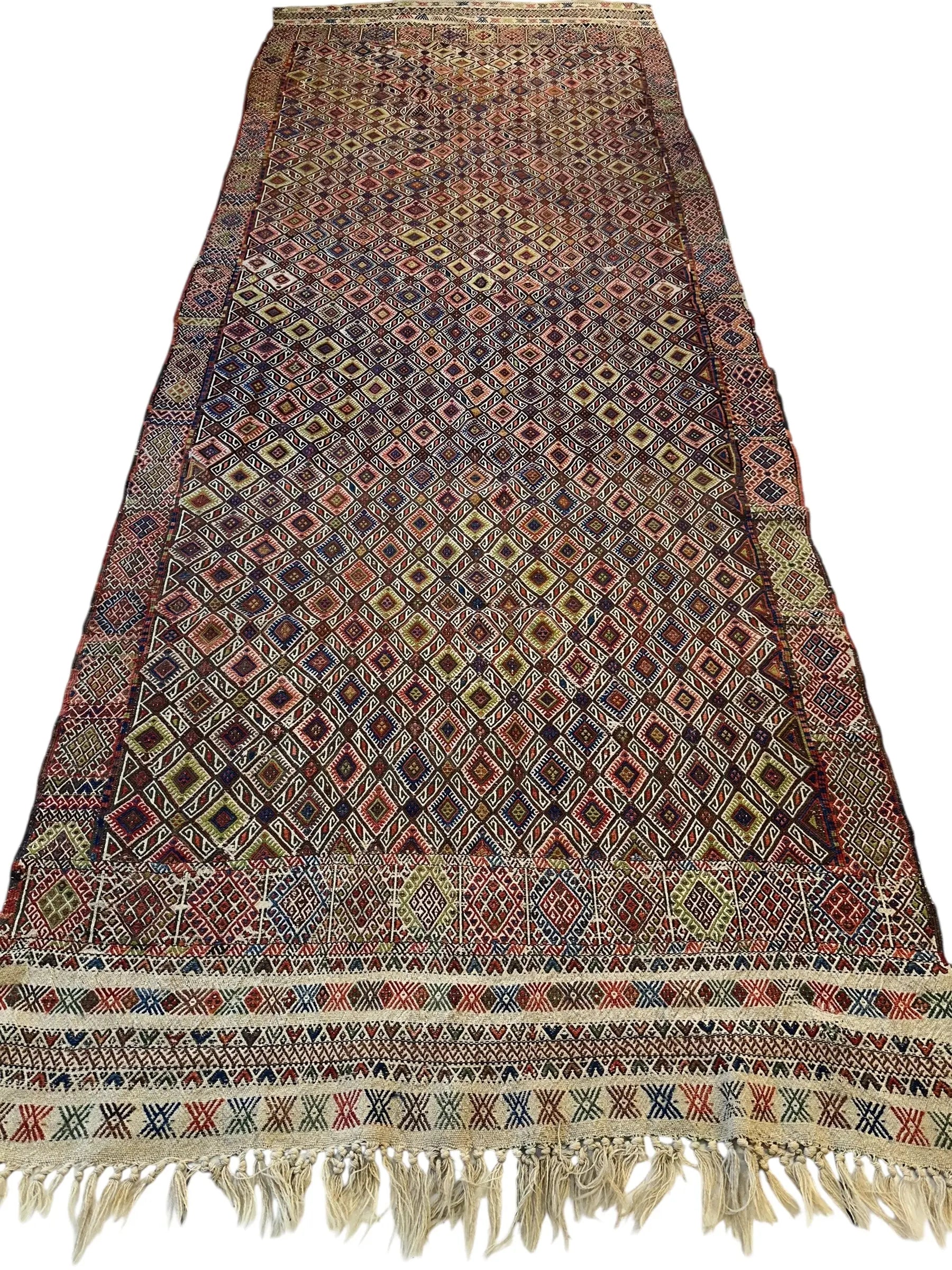 Antique Turkish Jajim Wool Rug 5’6” x 14’5” Rugistan