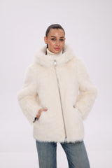 ⇆ Reversible Hooded Wool Blend Jacket Alaska® Outerwear Company