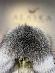 Genuine Silver Fox Fur Genuine Leather Hat