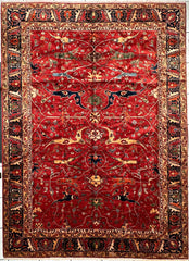 Hand-Knotted Afghani Bidjar Wool Rug – 9’x12’6” – Intricate Geometric & Floral Motifs Rugistan