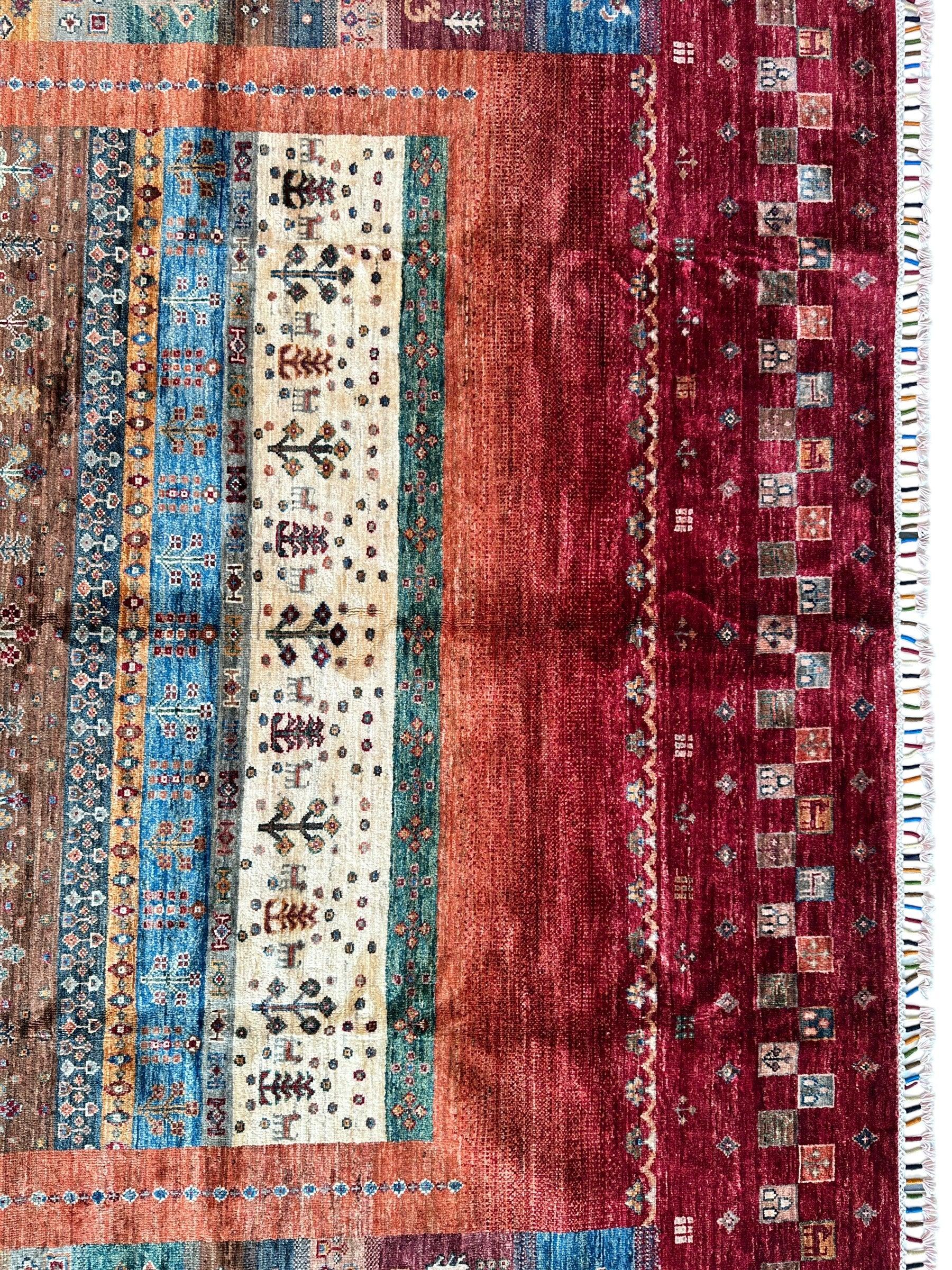 Afghani Khorjin Wool Rug – 7' x 9'10" – Vibrant Geometric & Tribal Patterns Rugistan