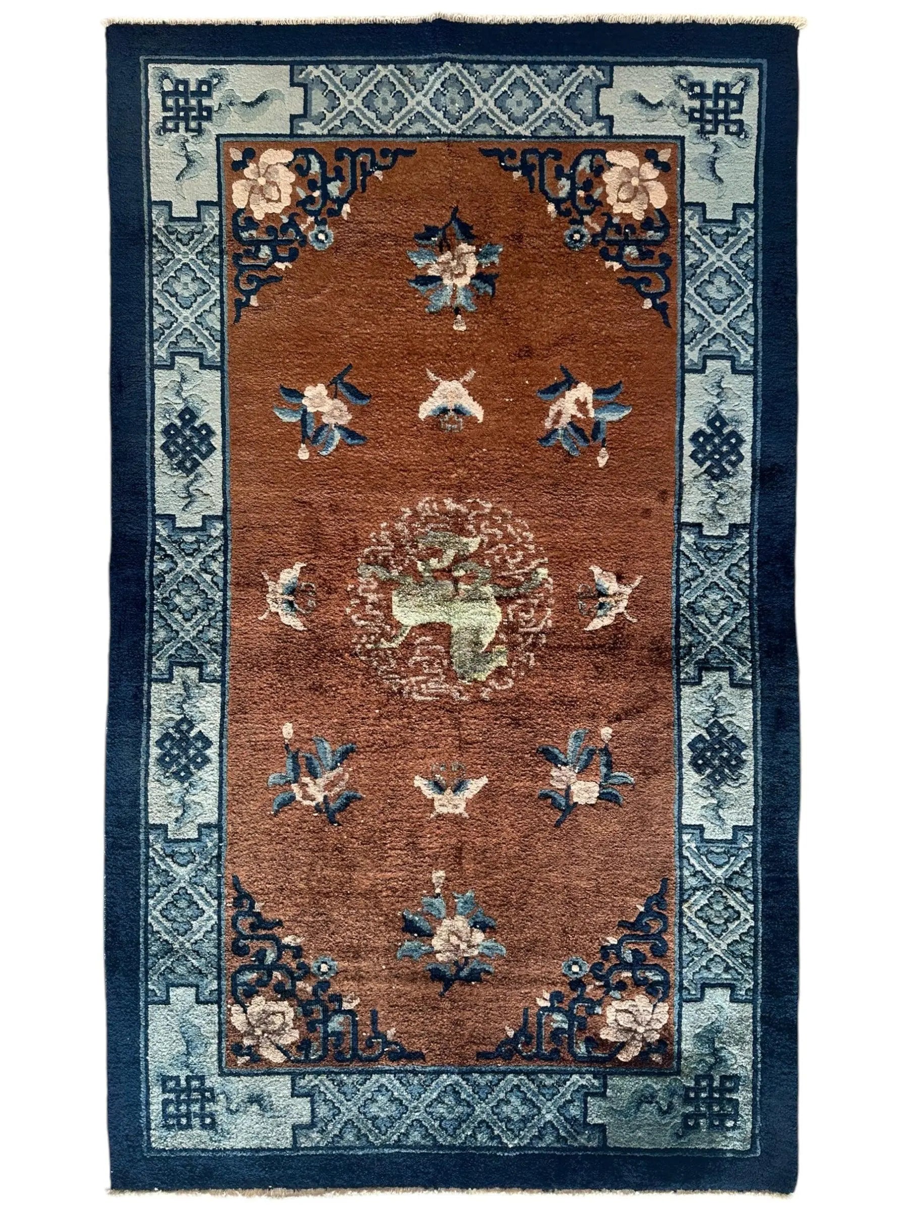 Hand-Knotted Chinese Silk Peking Rug – 3’ x 5’ – Luxurious Floral Design Rugistan