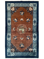 Hand-Knotted Chinese Silk Peking Rug – 3’ x 5’ – Luxurious Floral Design Rugistan