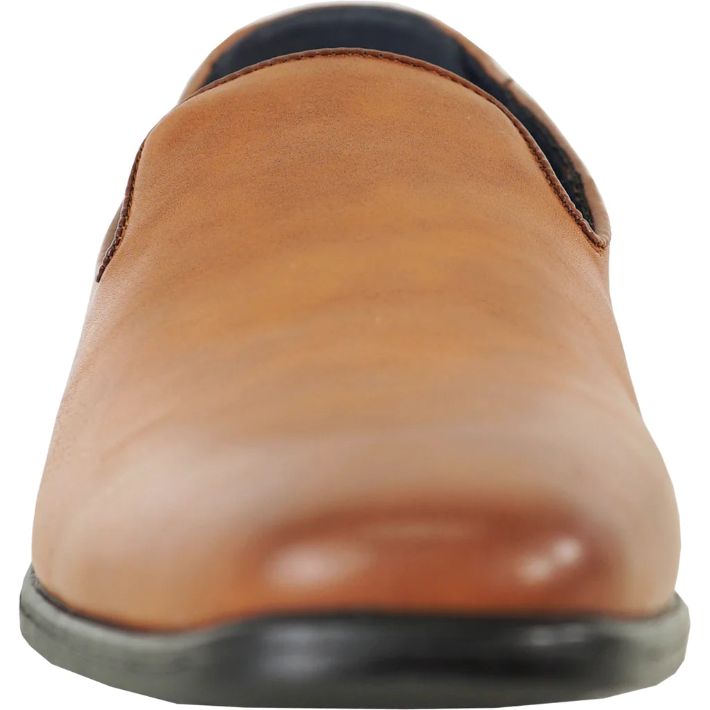 Brown leather shoe on a white background