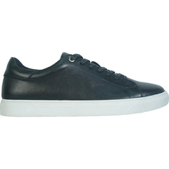 Black leather sneaker with white sole on a white background