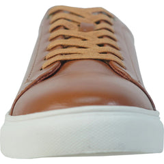 Brown leather sneaker with white sole on a white background