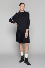 Montia Top in Black Gray Stripe Apparalel