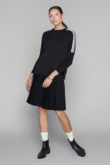 Montia Top in Black Gray Stripe Apparalel
