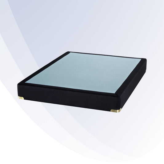 Black jewelry box with a clear lid on a white background