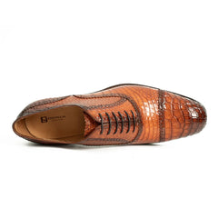 Alligator Skin Oxford Shoes Brown