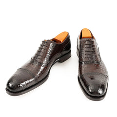 Alligator Skin Oxford Shoes Coffee
